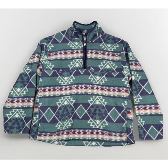 VTG Woolrich Aztec Fleece 1/4 Zip Pullover Sweater Mock Neck Mens Size Large USA - Picture 1 of 9